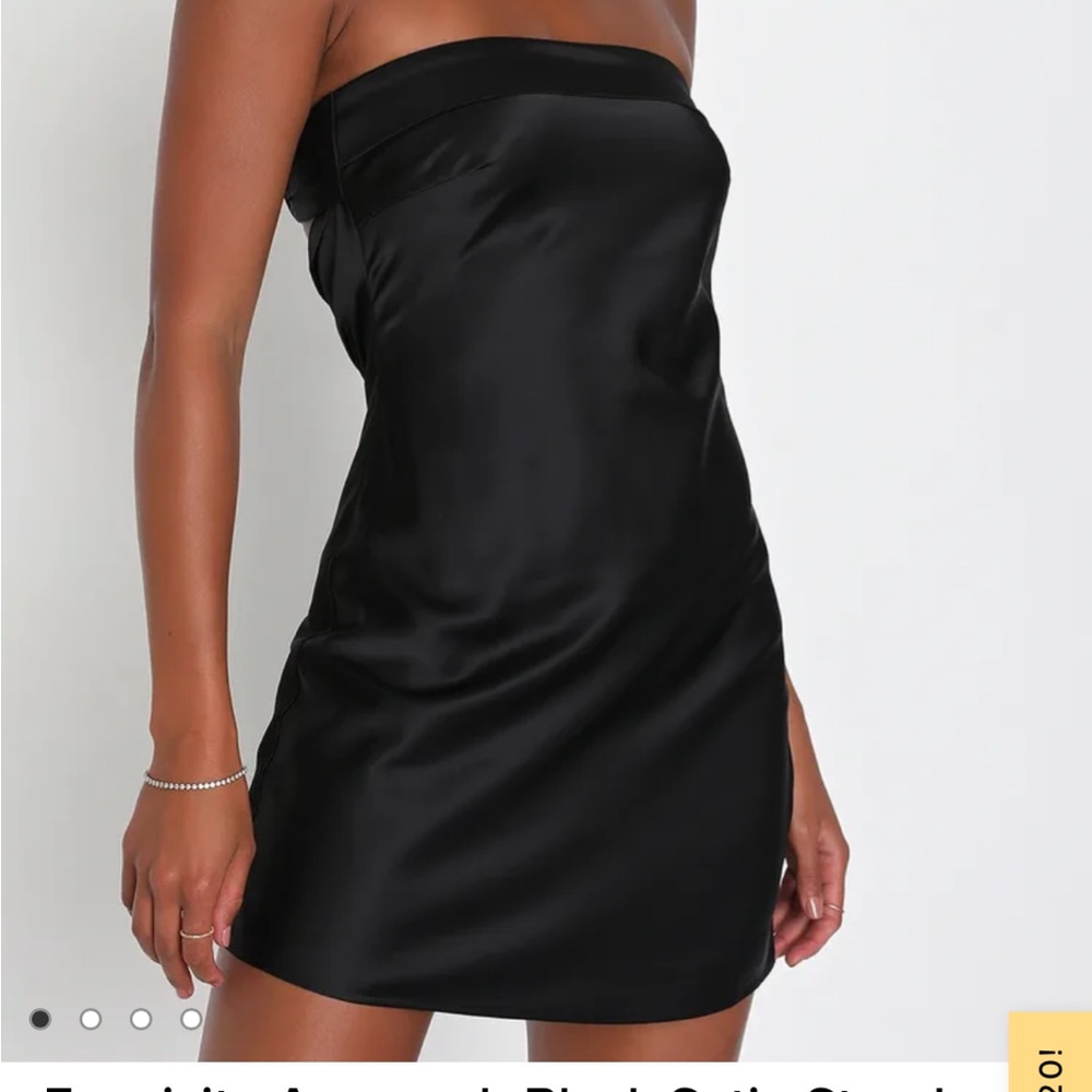 Lulus Black Satin Strapless Mini Dress